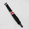 Paracord survival bracelet outdoor sports handmade black red white wrist rope alloy buckle - Black and Red White