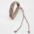 Handcrafted paracord survival bracelet, khaki braided adjustable wristband for outdoor sports. - No. 237