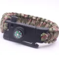 Multifunctional paracord survival bracelet with compass for outdoor camping and hiking gear. - Army Green Camo