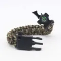Multifunctional survival paracord bracelet with compass whistle and fire starter for camping use. - Army Green Camo