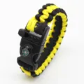 Outdoor survival paracord bracelet with whistle and compass black yellow multi-functional - Yellow And Black