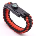 Outdoor survival paracord bracelet with compass black red camping gear tactical wristband - Red and Black