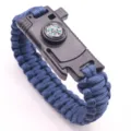 Outdoor survival paracord bracelet with compass and fire starter for camping hiking. - Navy Blue