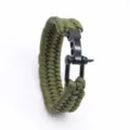 Army green paracord survival bracelet featuring durable black zinc alloy U-shackle. - Military Green (Black Hardware)