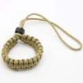 Khaki paracord camera wrist strap, durable survival braided rope bracelet lanyard for daily use. - Khaki