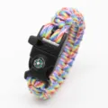Multifunctional paracord survival bracelet with compass whistle, colorful outdoor gear. - Style 255