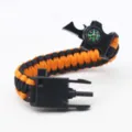 Multi-functional outdoor survival paracord bracelet with compass, whistle, and flint. - Orange And Black