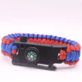 Outdoor Survival Paracord Bracelet Red Blue Camping Compass Multitool Tactical Gear - Red and Blue
