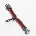 Multifunctional outdoor survival paracord bracelet with compass and whistle in black red tactical design. - Red and Black