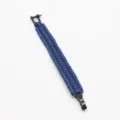 Blaues Paracord Überlebensarmband mit schwarzem U-Schäkel für Outdoor-Camping und Sport. - Marineblau (Schwarze Beschläge)