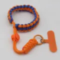 Paracord polsbandje voor telefoon, oranje en blauw gevlochten verstelbaar draagkoord - Oranje en Koningsblauw