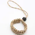 Paracord camera wrist strap, handmade survival braided nylon lanyard for outdoor use. - Desert Camouflage