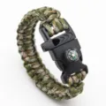 Survival paracord bracelet with compass whistle, multi-color outdoor emergency wristband. - No. 206