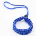 Blue paracord wrist strap, durable braided camera lanyard and survival bracelet variant. - Sapphire Blue