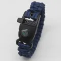 Multi-functional paracord survival bracelet with compass and whistle for outdoor adventure. - Navy Blue