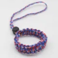 Durable paracord wrist strap for camera and phone, braided lanyard band blue red white. - No. 116