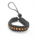 Black orange paracord camera wrist strap lanyard, durable outdoor survival hand rope for safety. - Black with Orange Line