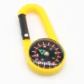 Multifunctional carabiner with built-in compass, bright yellow outdoor survival tool for camping. - Yellow