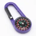 Purple carabiner compass outdoor hiking camping snap hook survival navigation tool gear. - Purple