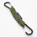Paracord Keychain Survival Lanyard with Carabiner US Flag Metal Tag Outdoor Gear - Army Green