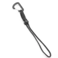Black tactical paracord keychain with plastic carabiner for outdoor backpack and keys - Black