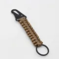 Porte-clés paracorde durable avec mousqueton et anneau en métal, vert militaire, corde survie. - Marron