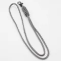 Grey handmade paracord lanyard neck strap for ID badge keys and mobile phone daily use. - Gray