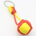Red yellow paracord keychain steel ball monkey fist handmade outdoor survival tool accessory - Yellow + Red (Plastic Ball)
