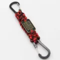 Red black paracord keychain survival climbing buckle with US flag metal tag variant. - Red Black Camouflage