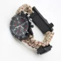 Outdoor survival paracord watch quartz tactical multi-function wrist watch detail view - Desert Camouflage