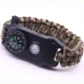 Multifunctional survival paracord bracelet with compass and LED light in camo green. - Army Green Camo