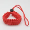 Red paracord camera wrist strap, durable woven hand lanyard for mirrorless cameras and outdoor. - Red