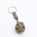 Paracord monkey fist keychain tactical survival paracord knot key ring outdoor tool - Army Green Camo (Steel Ball)