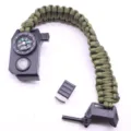 Multifunctional survival paracord bracelet with LED light compass and fire starter. - Army Green