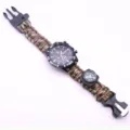 Paracord survival watch with compass and fire starter outdoor multi-function bracelet - Army Green Camouflage