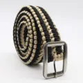 Handmade seven-core paracord woven belt with metal buckle, outdoor tactical survival strap. - Khaki & Black