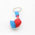 Handmade paracord keychain ball outdoor survival braided keyring accessory item new - White Red Blue Mixed (Steel Ball)