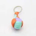 Multi-color paracord woven keychain ball, handmade outdoor steel ball key ring accessory. - Orange Purple Cyan Mixed (Steel Ball)