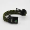 Multifunctional outdoor survival paracord bracelet with electronic watch and compass. - Army Green