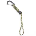 Camouflage paracord keychain with black plastic carabiner for outdoor tactical backpack. - No. 206