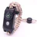 Outdoor survival paracord bracelet with compass, whistle and LED light for camping hiking. - Desert Camouflage