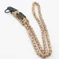 Outdoor paracord lanyard keychain, durable braided survival rope strap with metal hook and badge. - Desert Camouflage