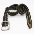 Handmade tactical paracord belt, black and green woven outdoor survival belt with metal buckle. - Army Green Camo and Black