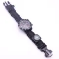 Multifunctional outdoor survival paracord watch with compass and fire starter black - Black