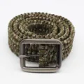 Handmade tactical paracord belt with metal buckle, durable outdoor survival accessory. - Army Green Camouflage