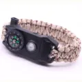 Multifunctionele paracord survival armband met kompas en led licht voor noodgevallen - Woestijn Camouflage