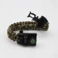 Outdoor survival paracord bracelet with digital watch compass multi-tool buckle for hiking. - Army Green Camo