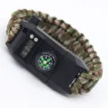 Survival paracord watch multi-function outdoor tactical emergency bracelet with compass. - Army Green Camo