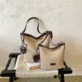 Klassische Wildleder-Eimer-Tasche für Damen, große Vintage-Umhängetasche mit schicker Kontrastkante. - Klein 25*10*22 / Camel
