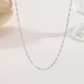 Minimalist silver titanium steel chain necklace, simple bare metal collar chain for women. - Lip Chain (XKN0249) / Steel